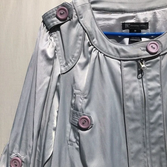 INC international gray Trench coat size M - Picture 3 of 8